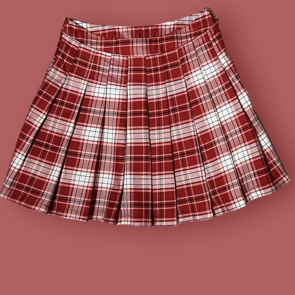 FOREVER 21 Plaid Red Mini Skirt